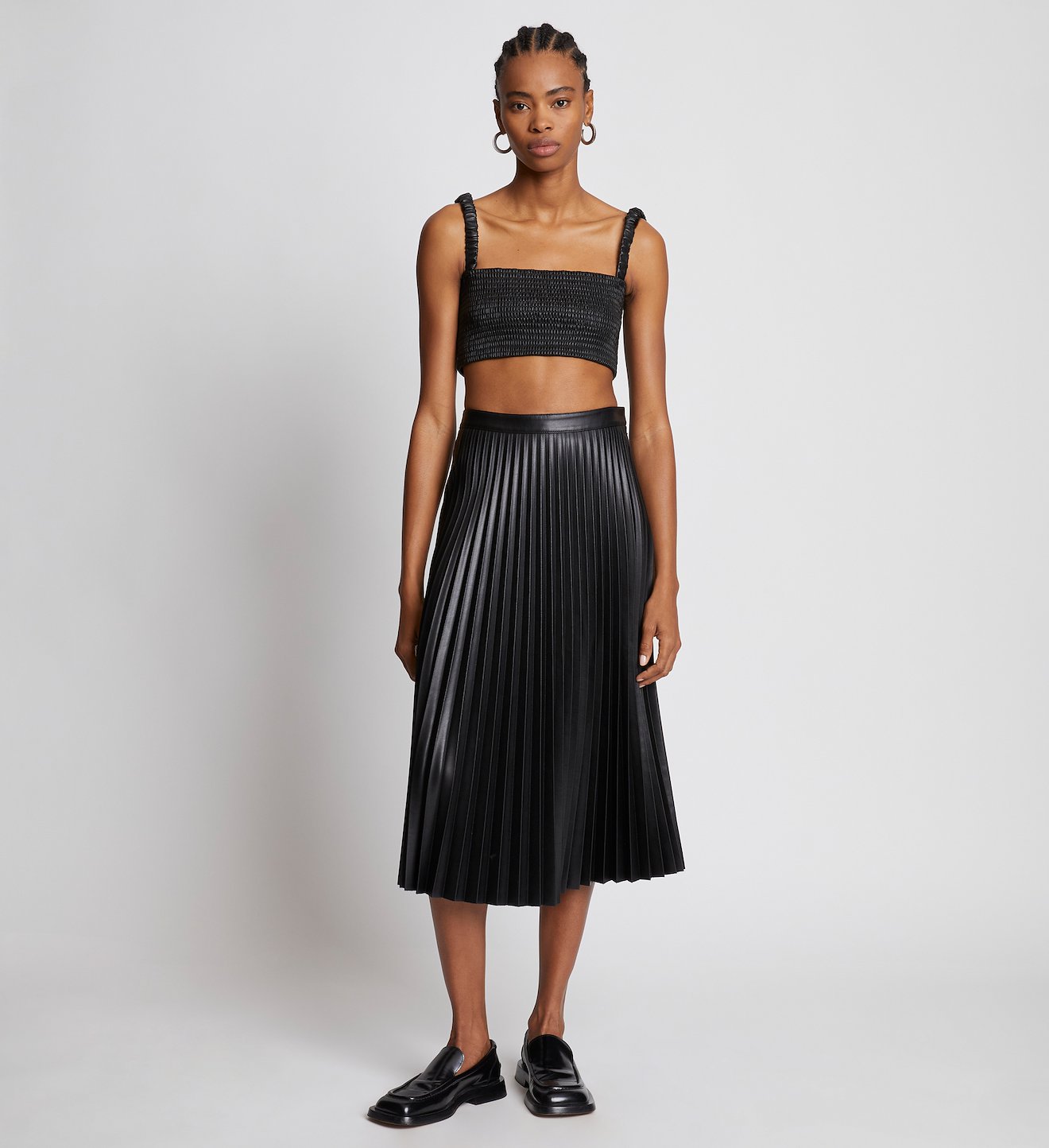 Faux Leather Pleated Skirt