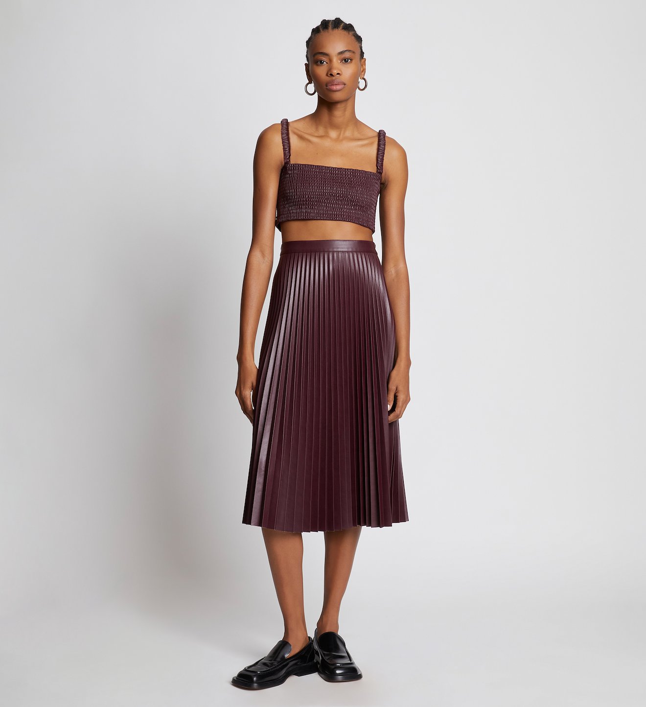 Faux Leather Pleated Skirt