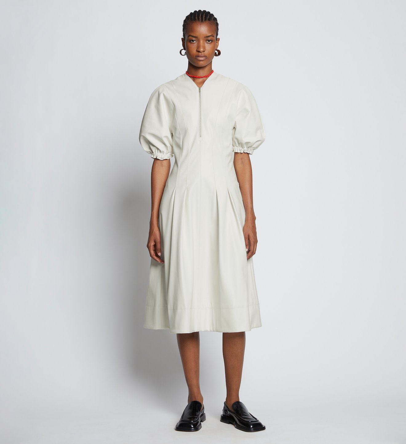 Faux Leather Puff Sleeve Dress