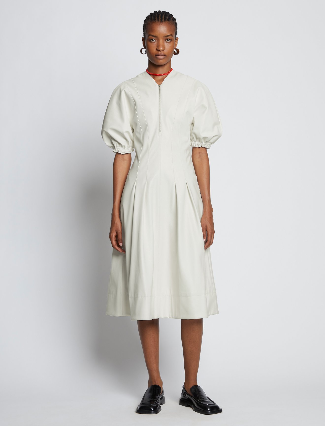 Faux Leather Puff Sleeve Dress #1