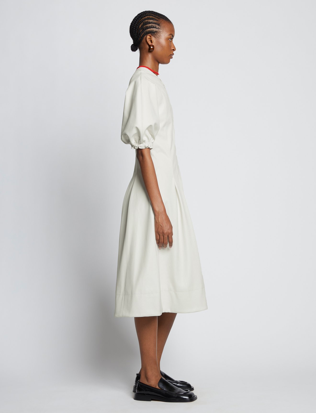Faux Leather Puff Sleeve Dress #2