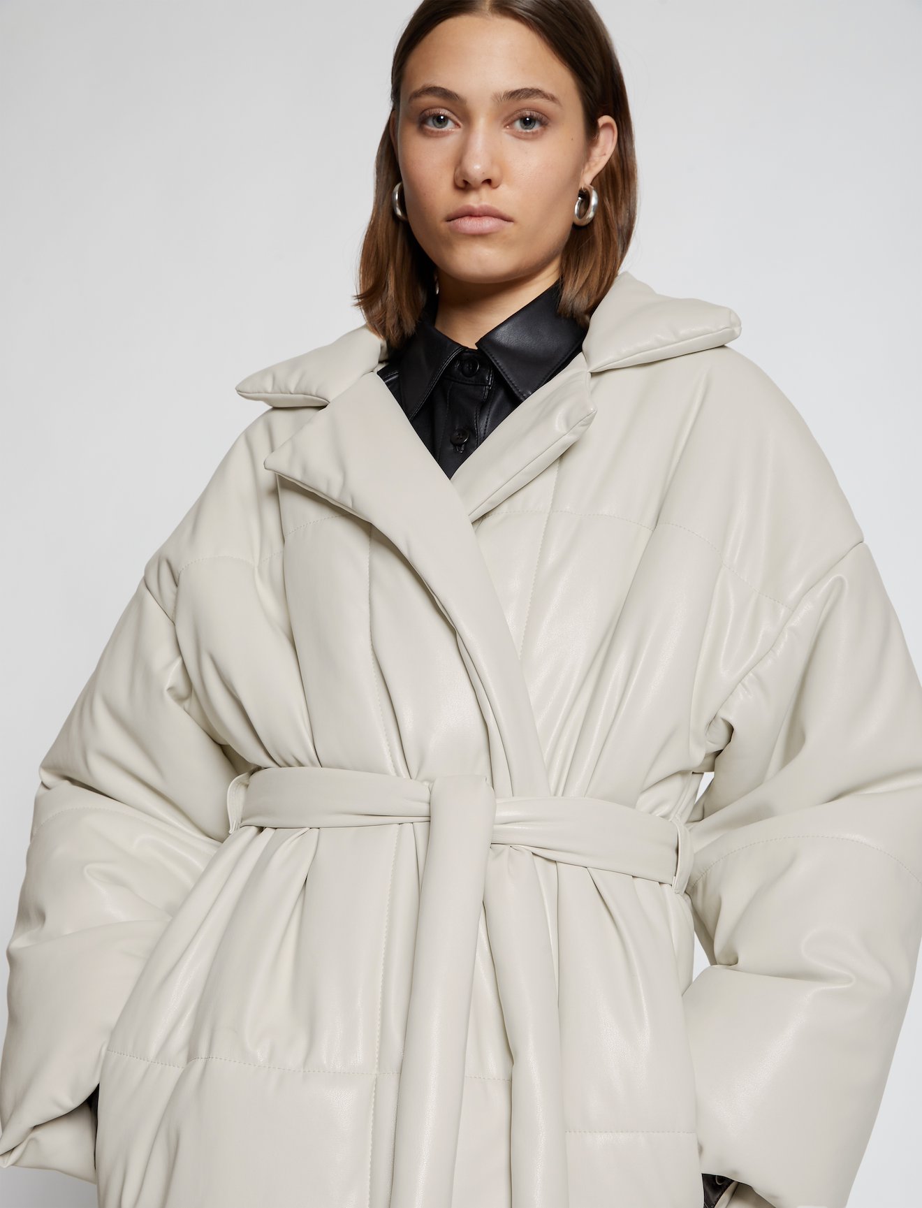 Faux Leather Puffer Coat #3