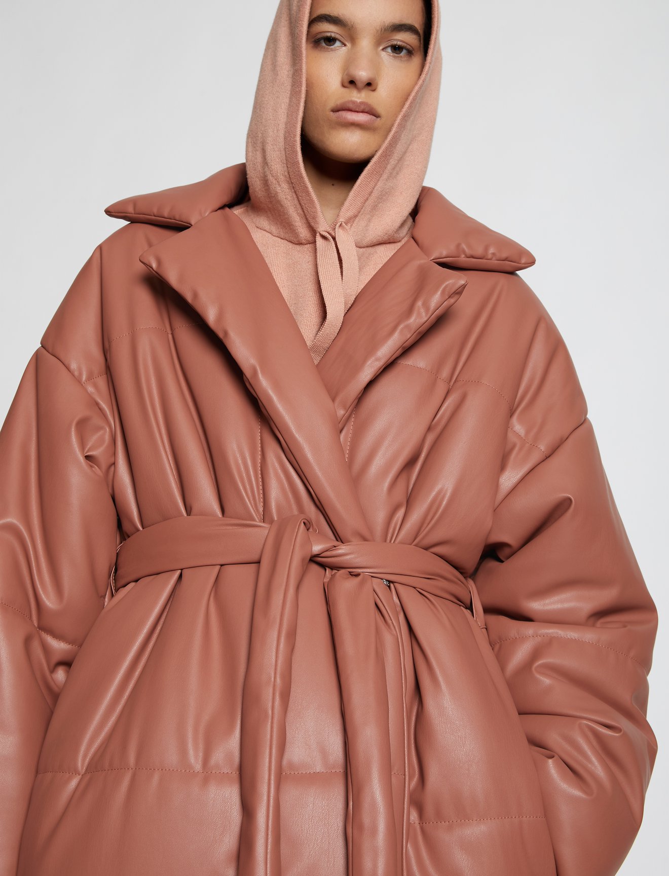 Faux Leather Puffer Coat #3