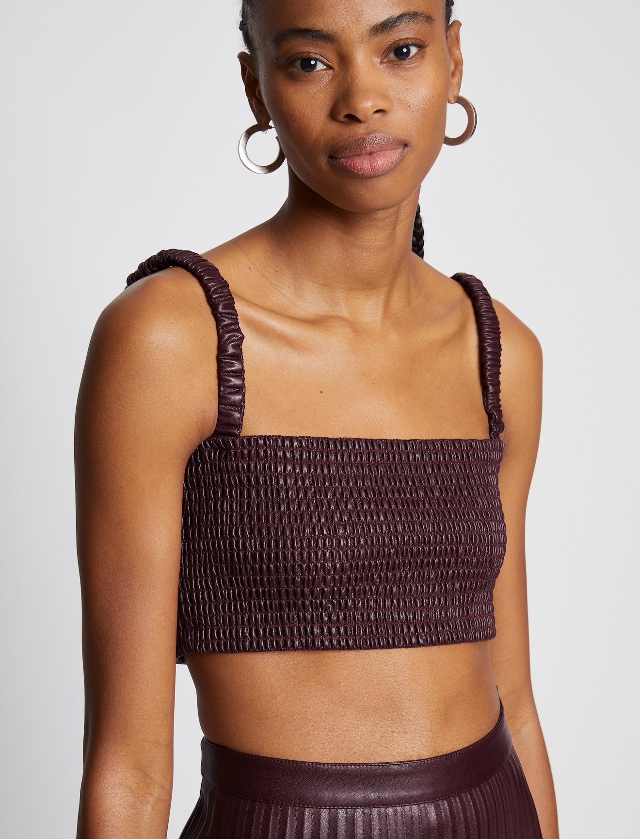 Faux Leather Smocked Top #4