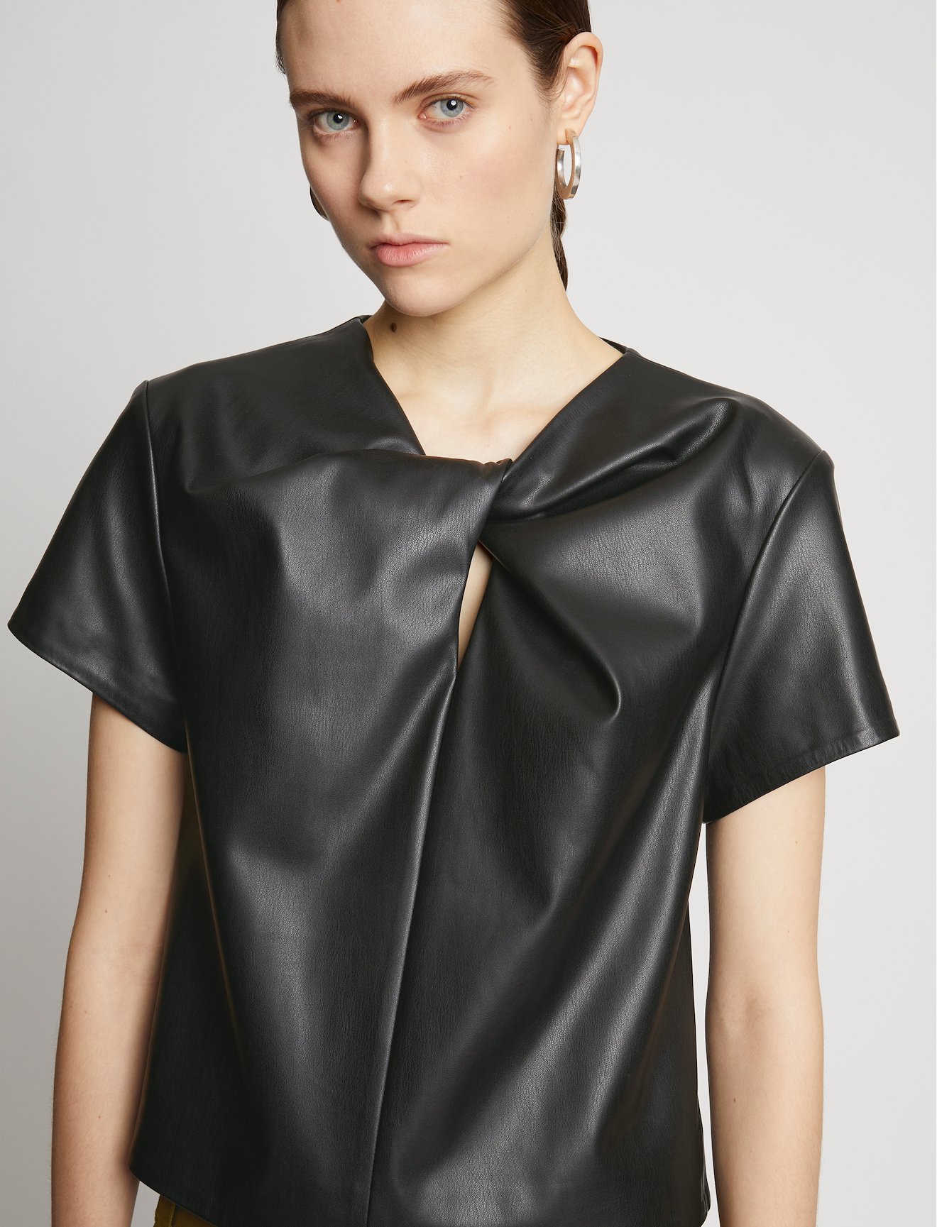 Faux Leather Twisted Top #4