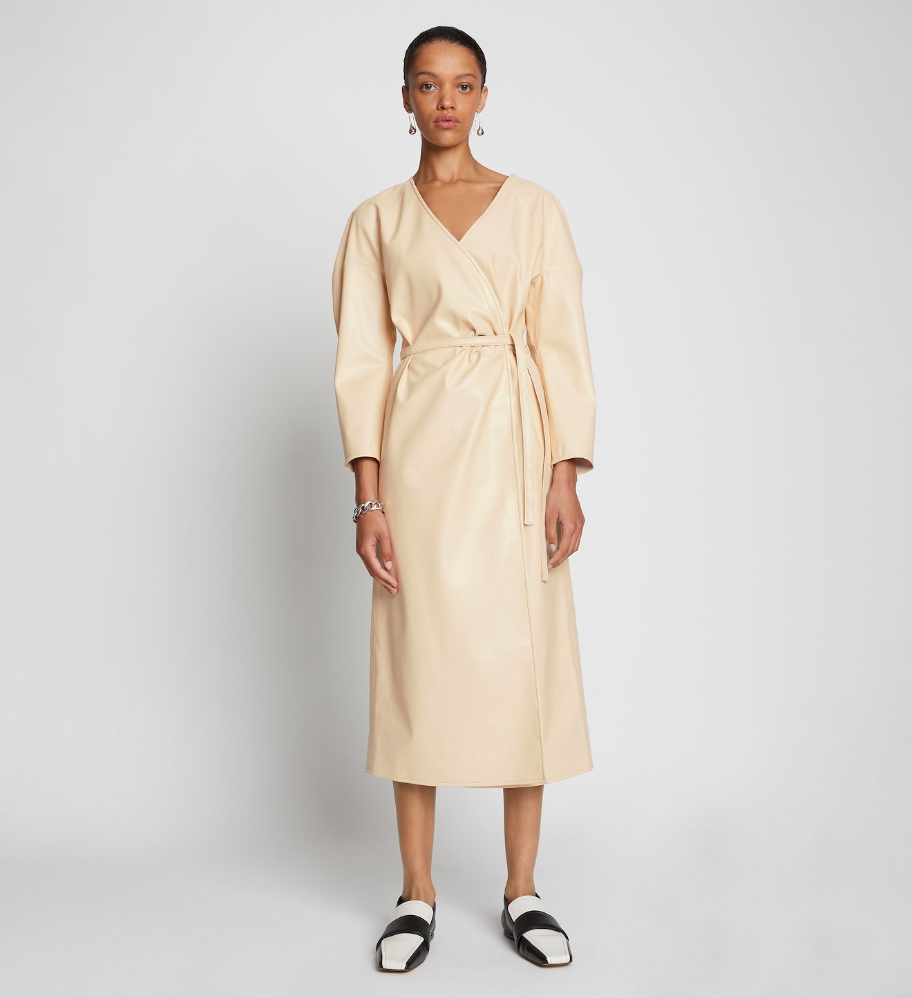 Faux Leather Wrap Dress