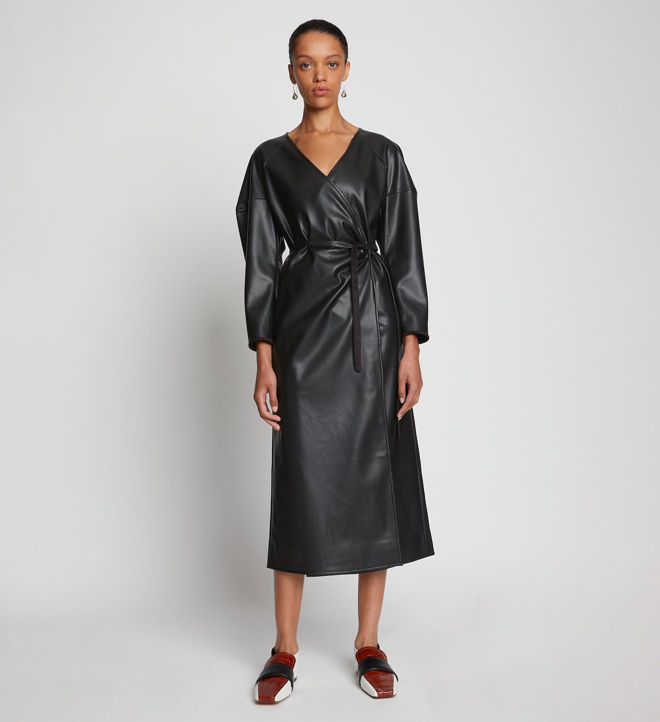 Faux Leather Wrap Dress