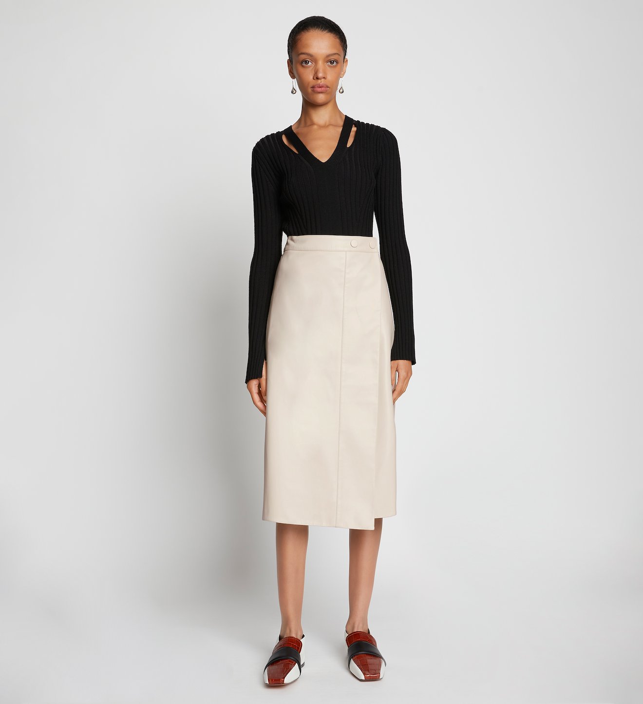 Faux Leather Wrap Skirt