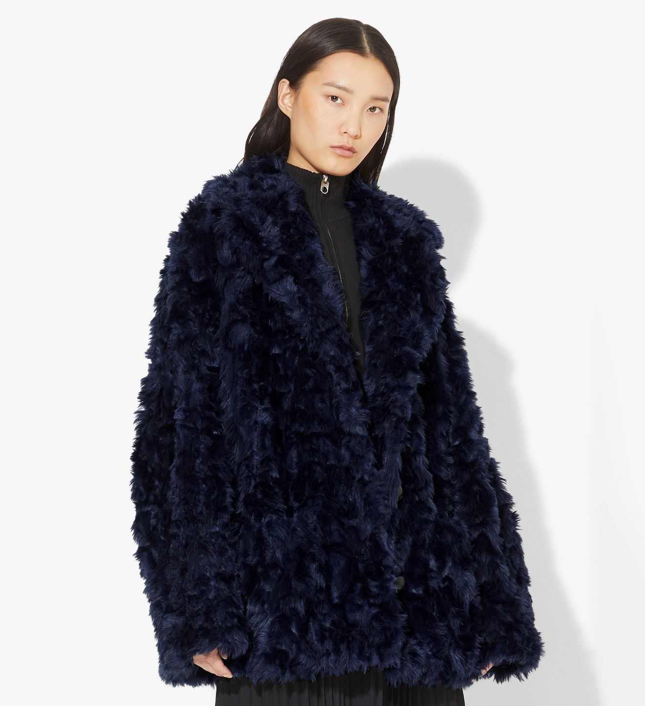 faux shearling coat with hood