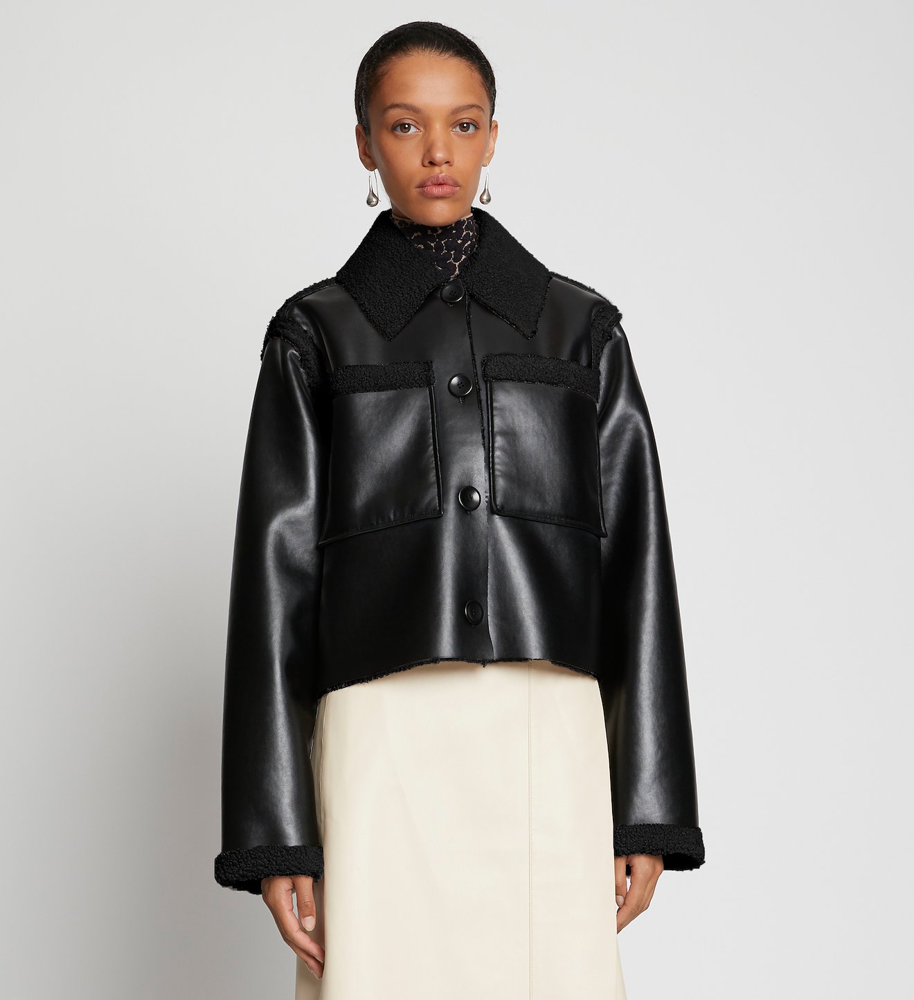 Faux Sherpa Cropped Jacket