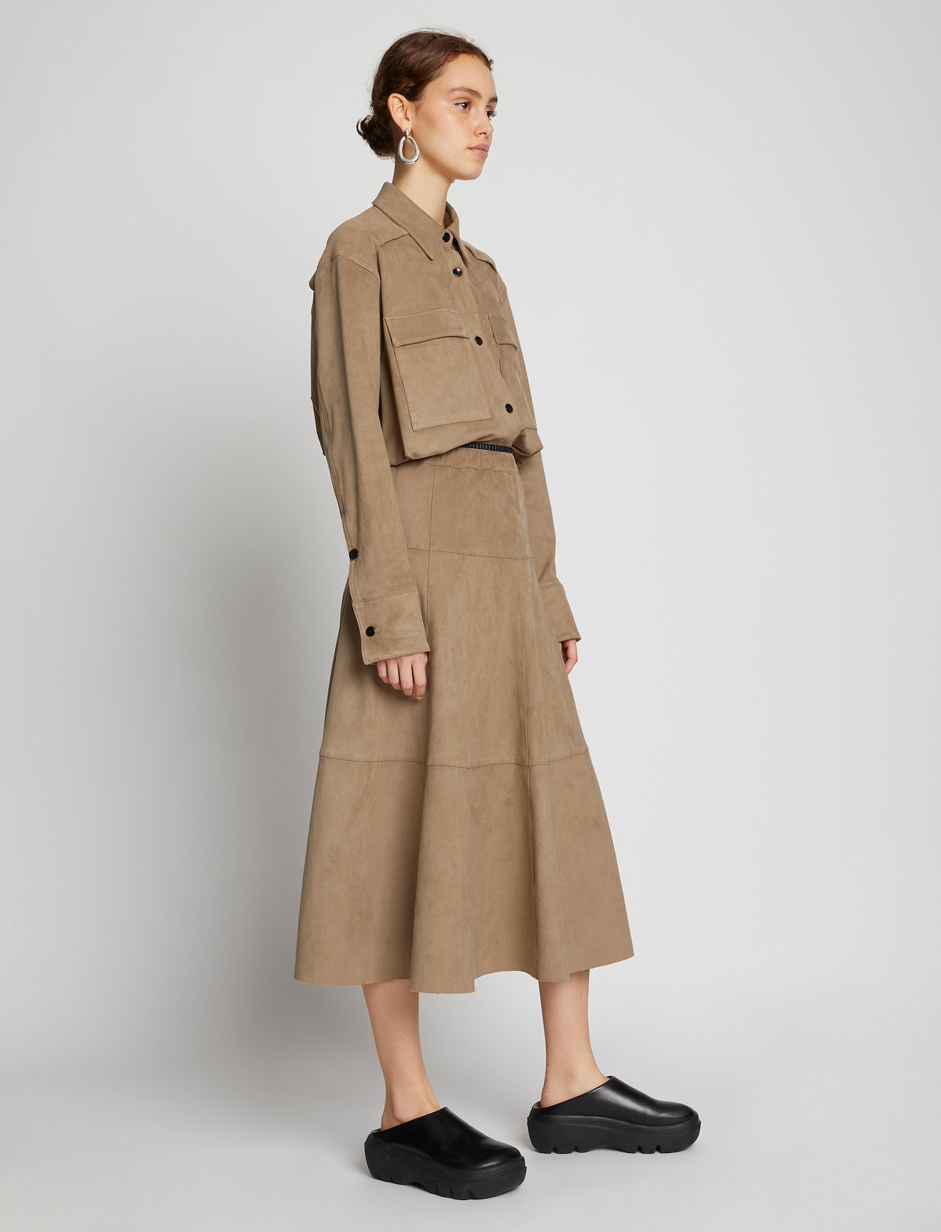 Faux Suede Seamed Skirt #1