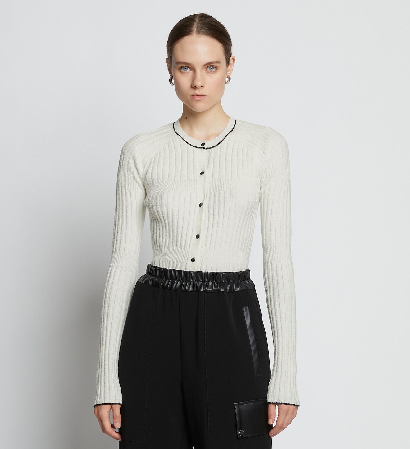 Fine Boucle Cropped Cardigan