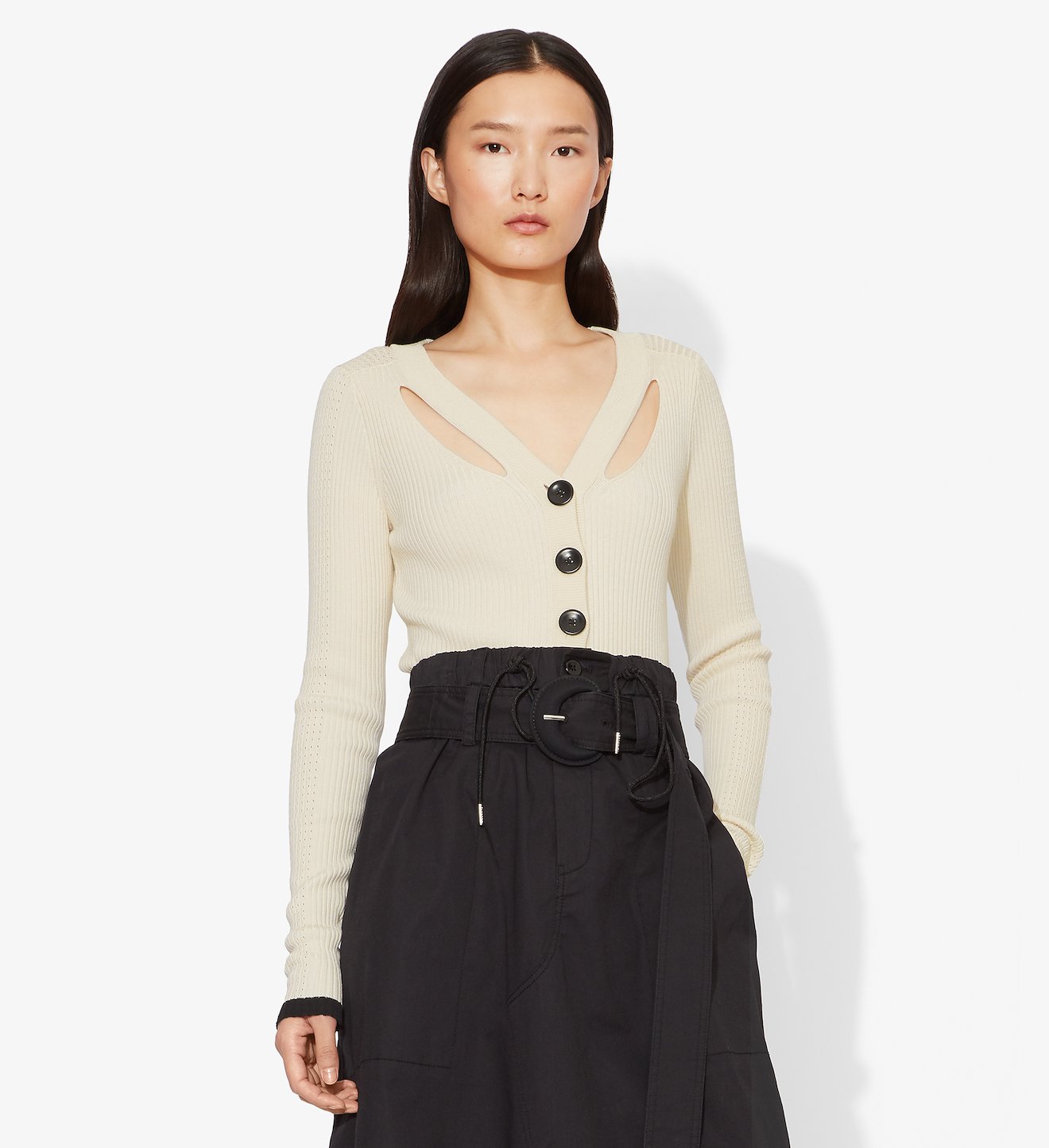 Fine Gauge Rib Cropped Knit Cardigan