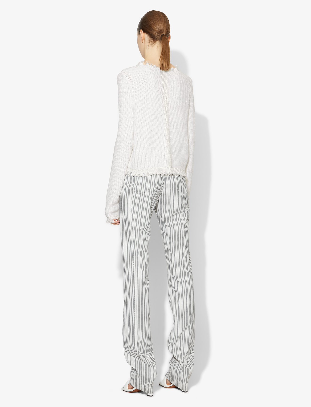 Frayed Edge Cropped Knit Pullover #2