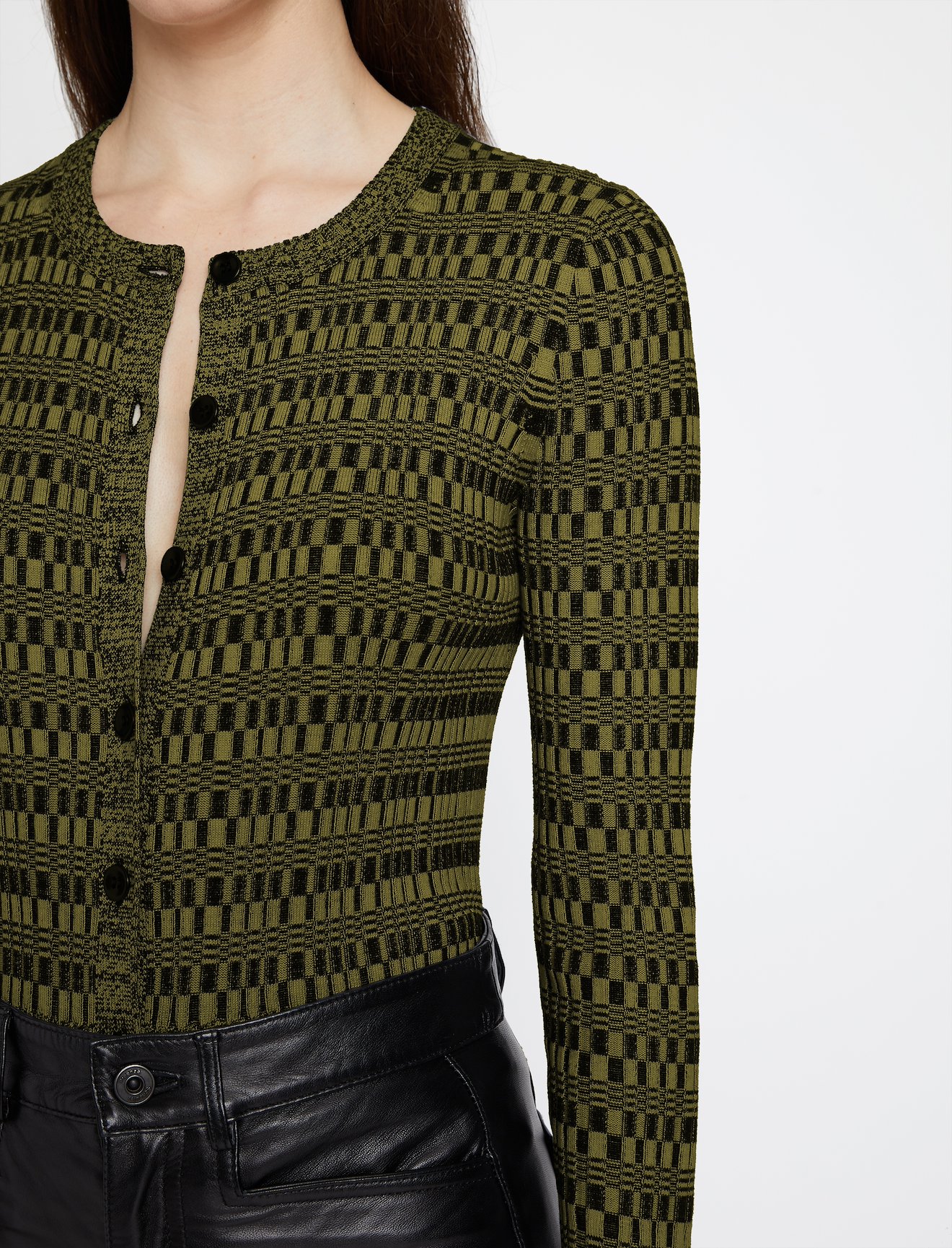 Geo Rib Knit Cropped Cardigan #3
