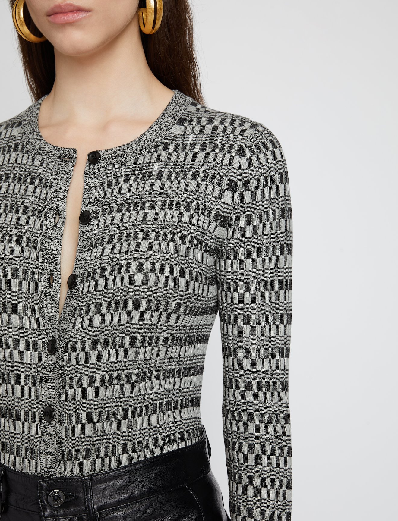 Geo Rib Knit Cropped Cardigan #4