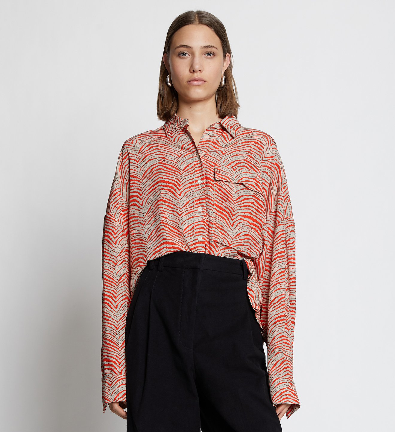 Geometric Zebra Cropped Shirt