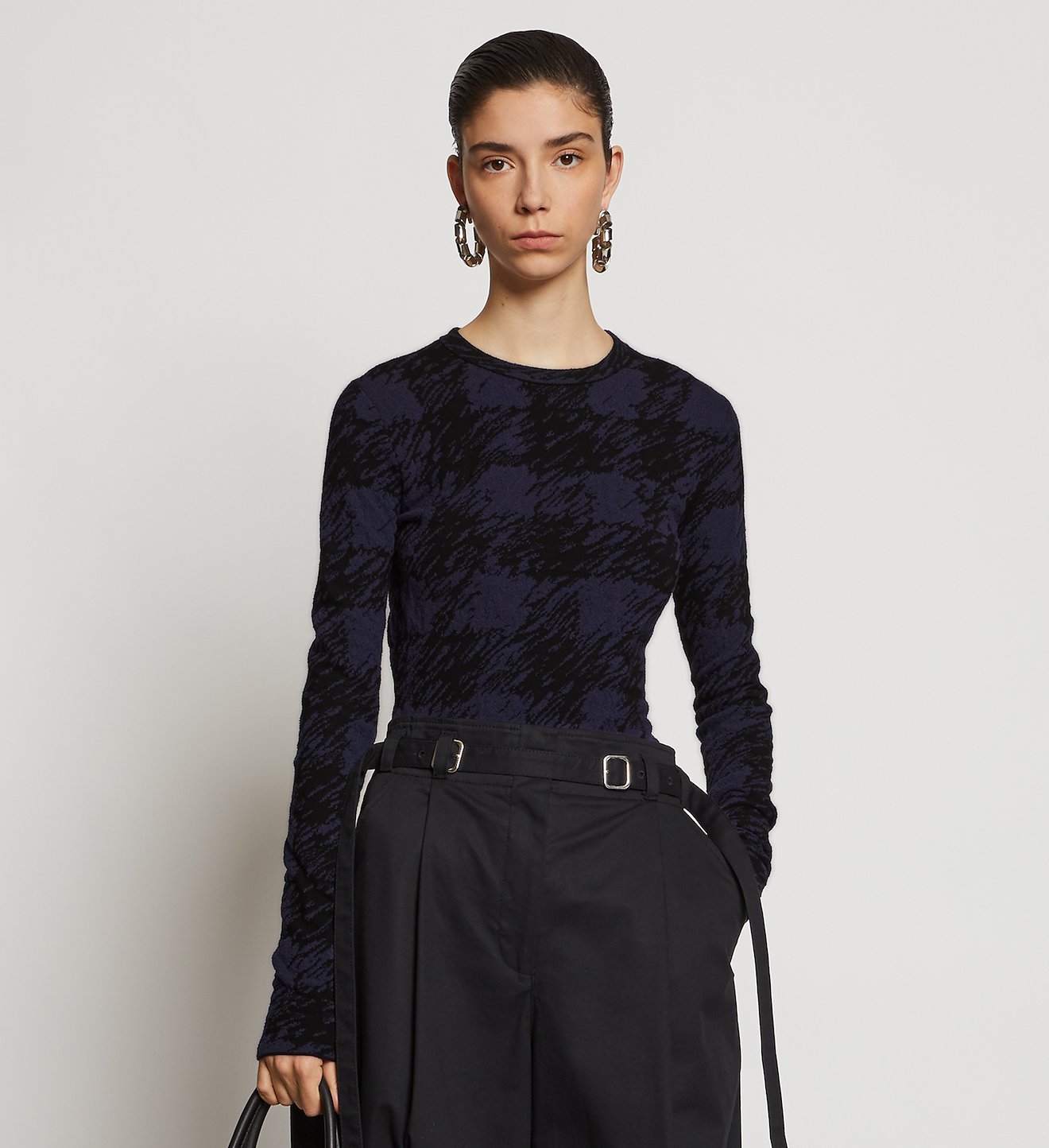 Gingham Jacquard Knit Top