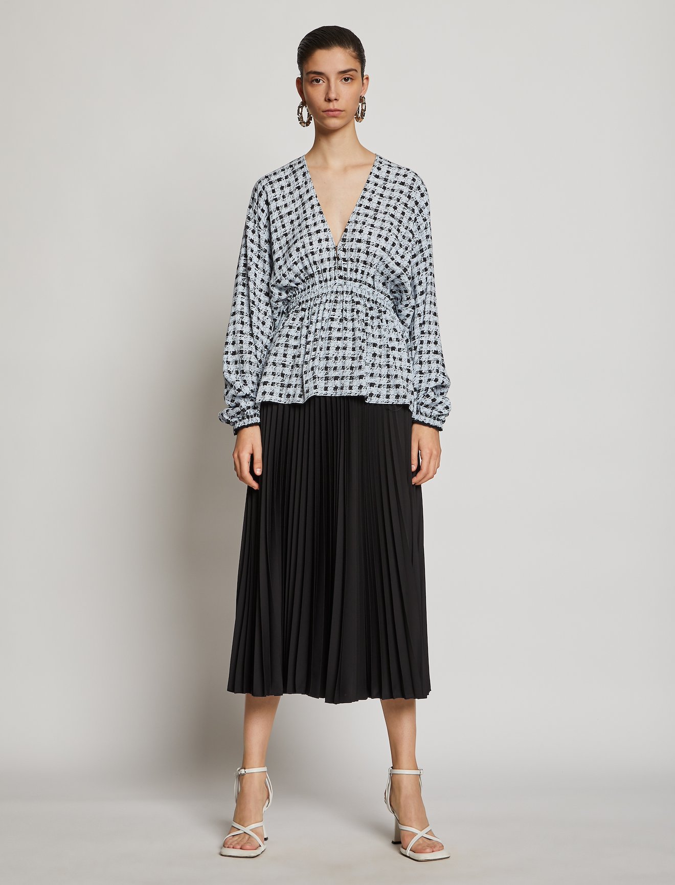 Gingham V-neck Top #1