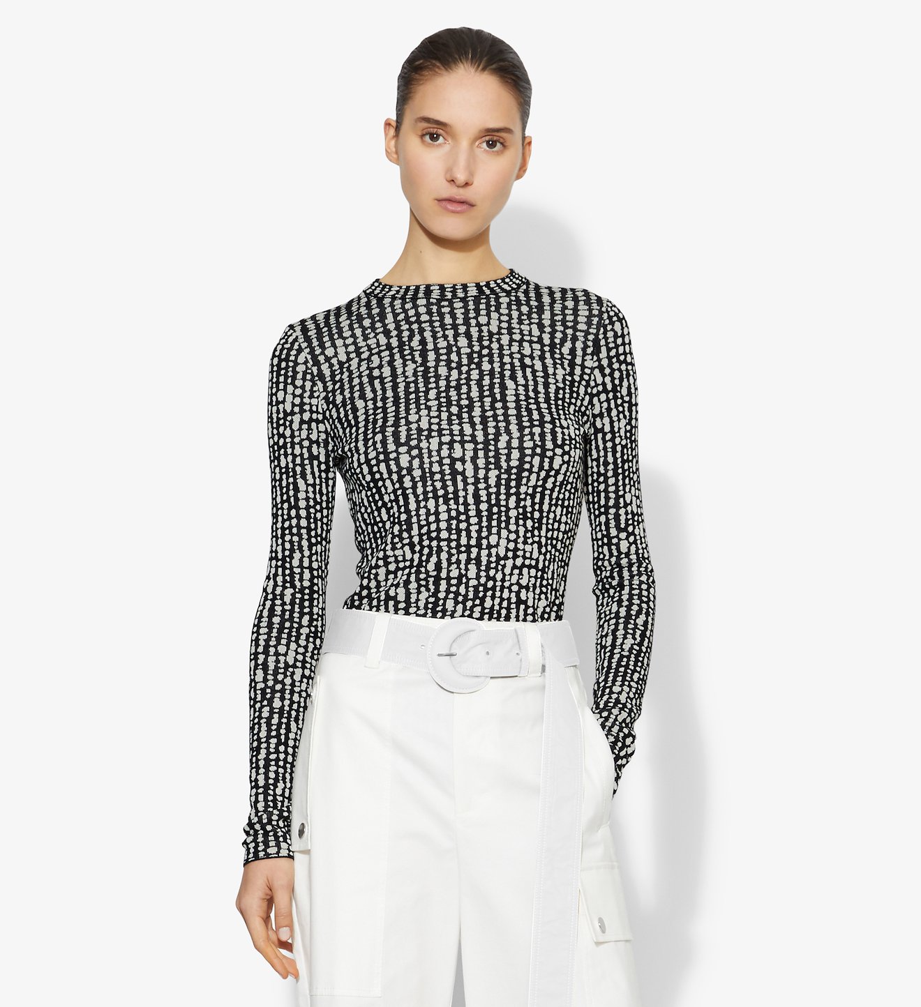 Inky Dot Jacquard Knit Pullover