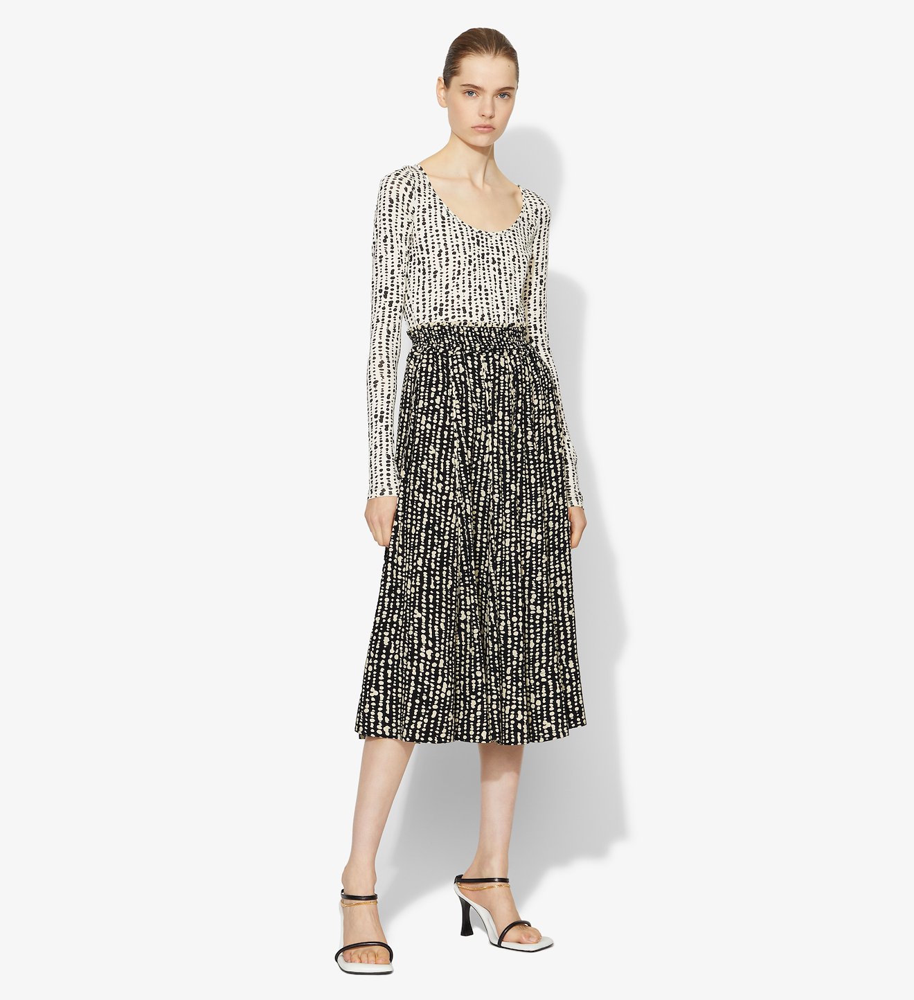 Inky Dot Pleated Skirt