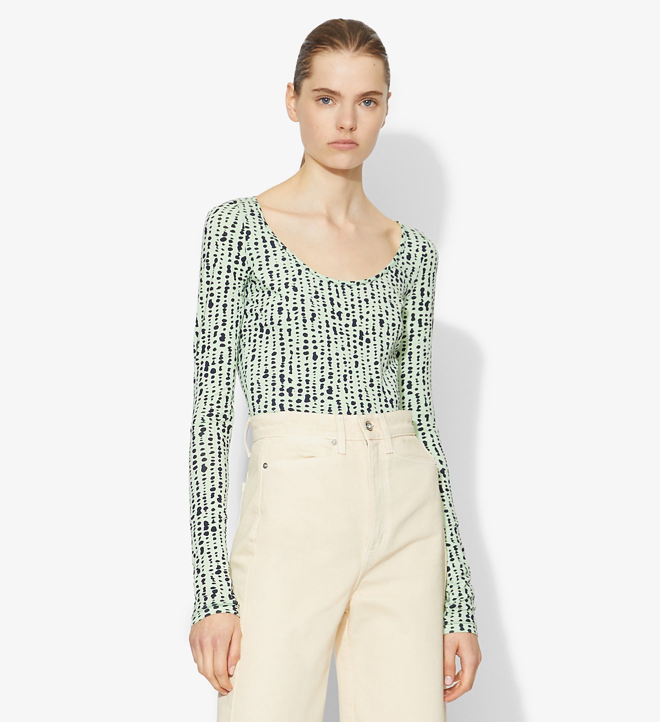 Inky Dot Scoop Neck Top
