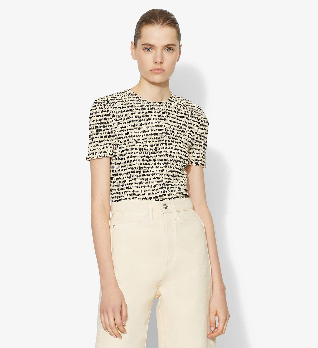 Inky Dot Smocked Top