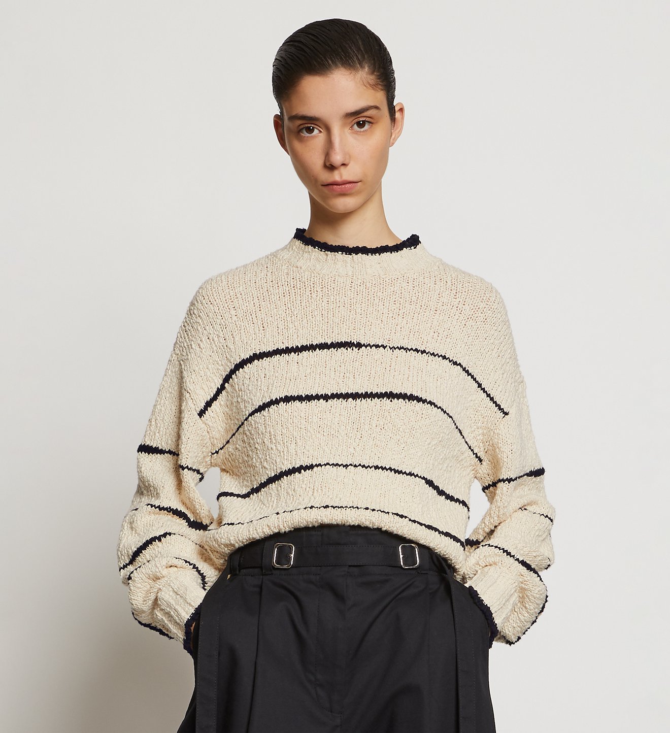 Irregular Stripe Cotton Sweater