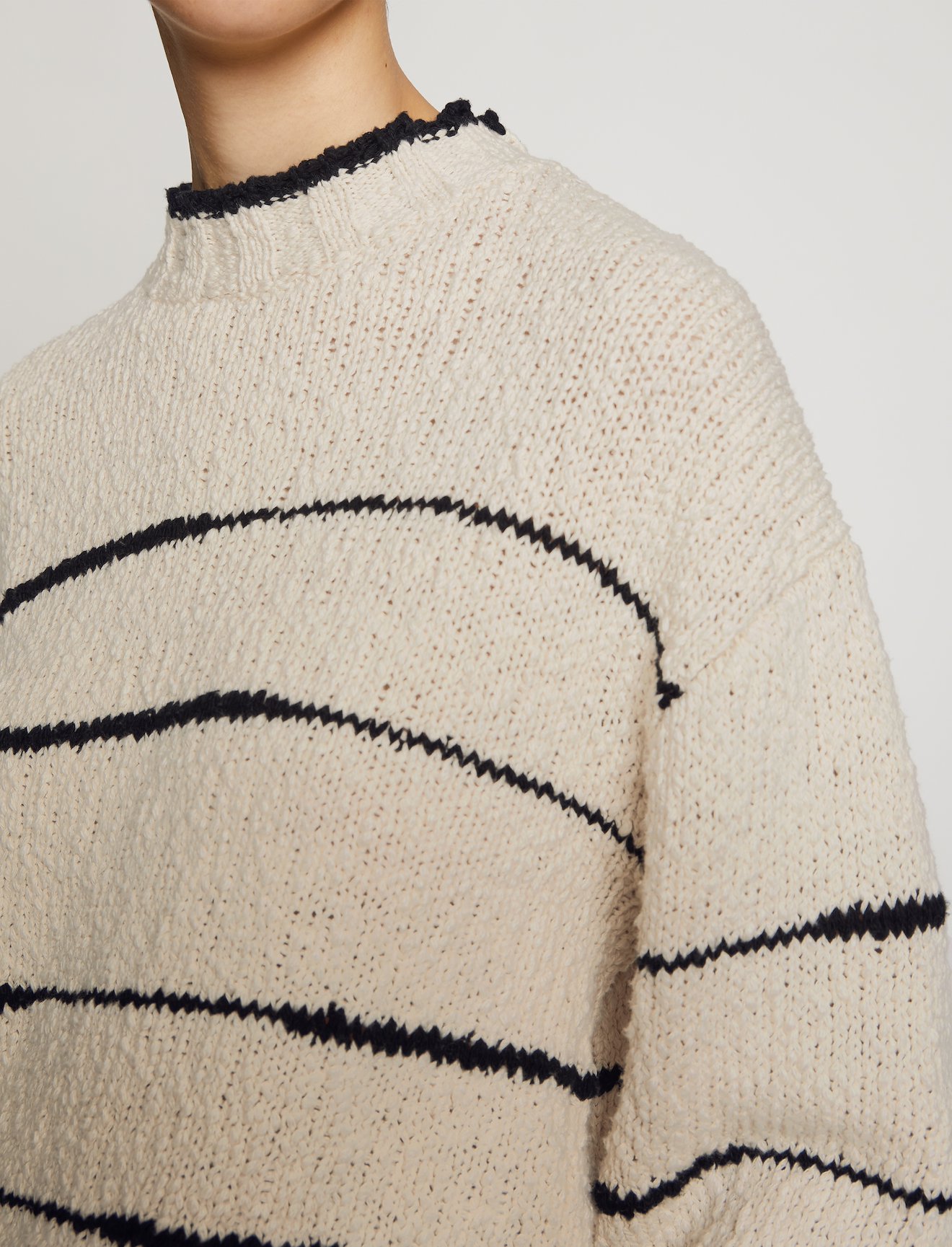 Irregular Stripe Cotton Sweater #4
