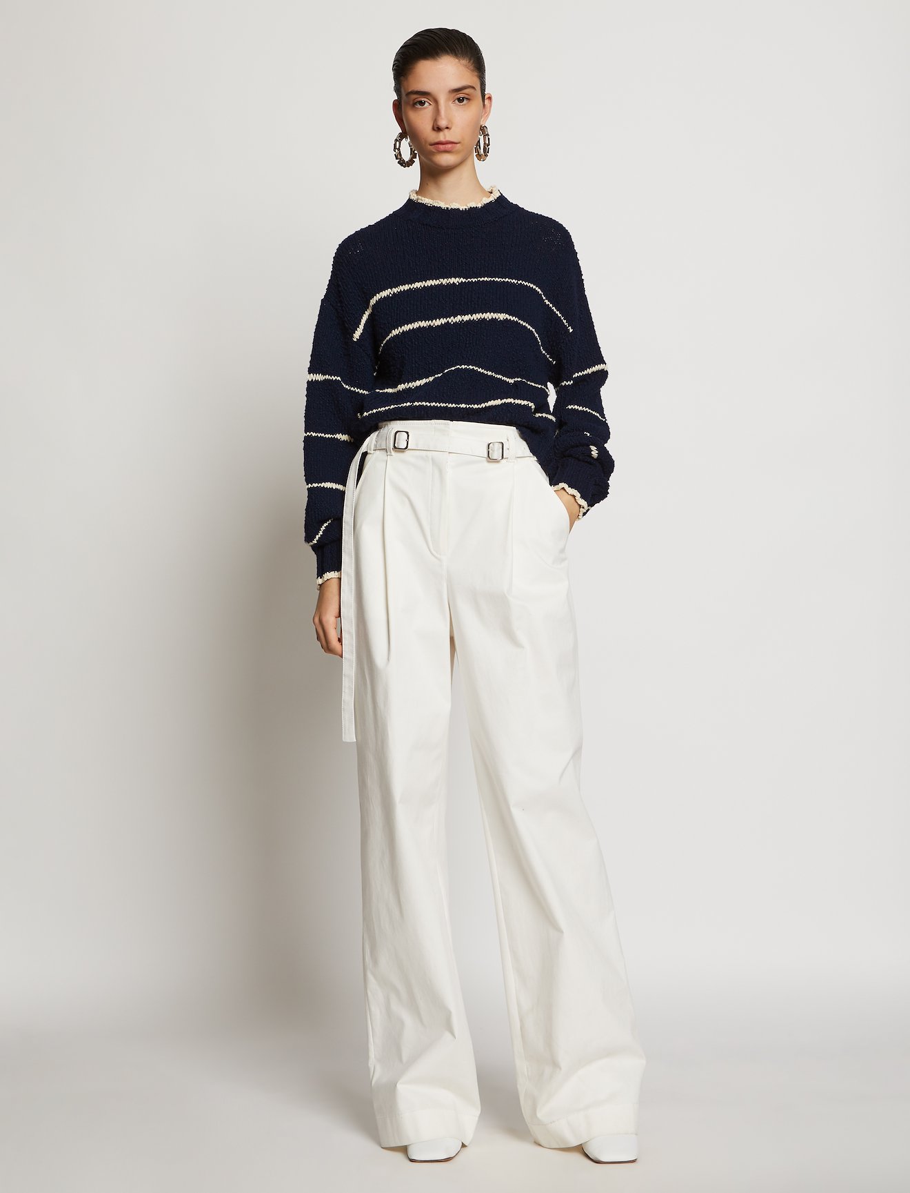 Irregular Stripe Cotton Sweater #1