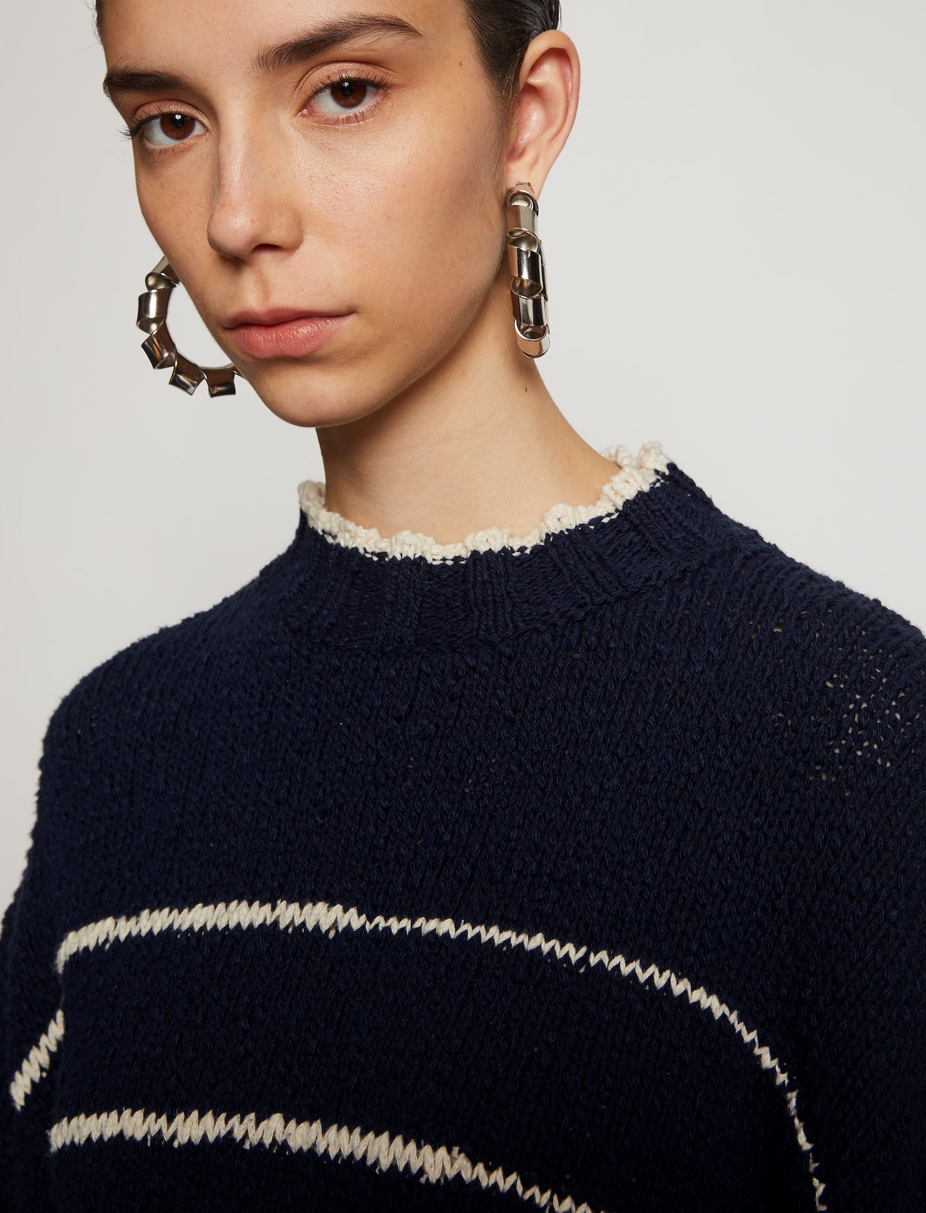 Irregular Stripe Cotton Sweater #4