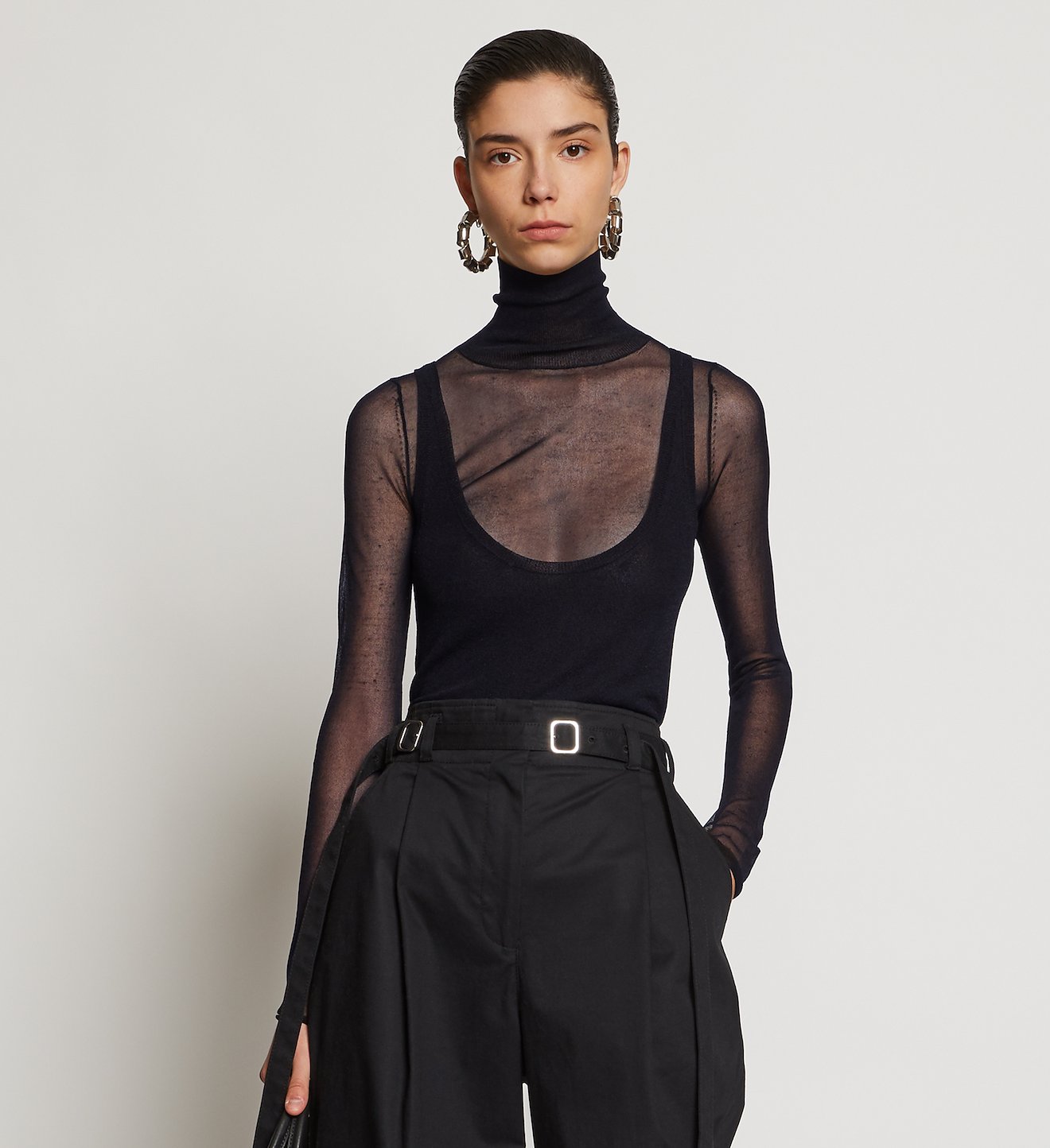 Layered Gauge Knit Turtleneck