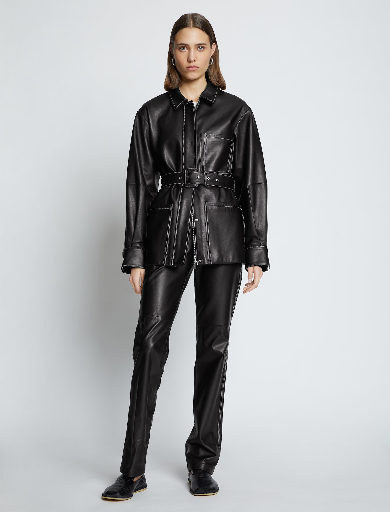 Leather Belted Jacket #1