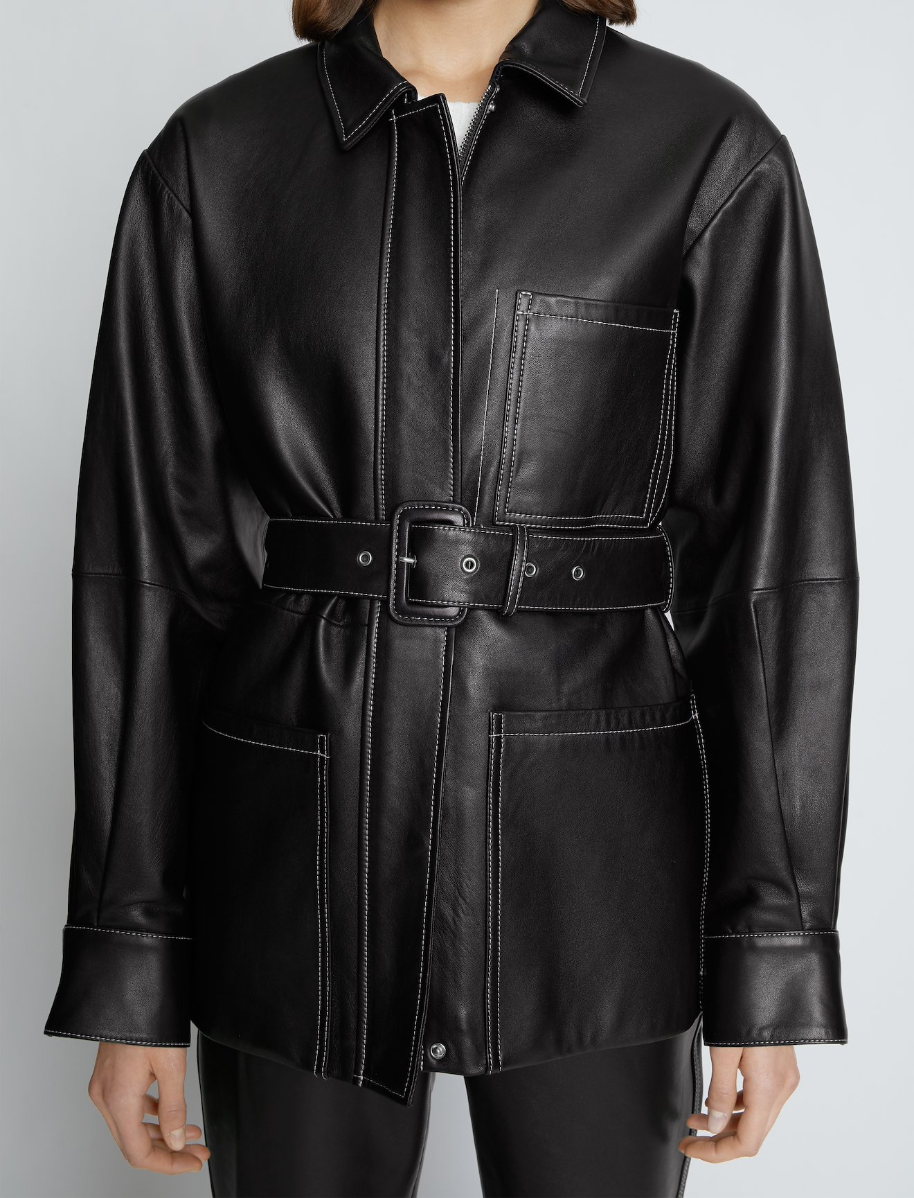 Leather Belted Jacket #4