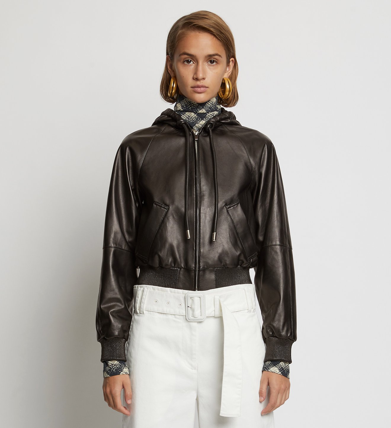 Leather Hooded Jacket