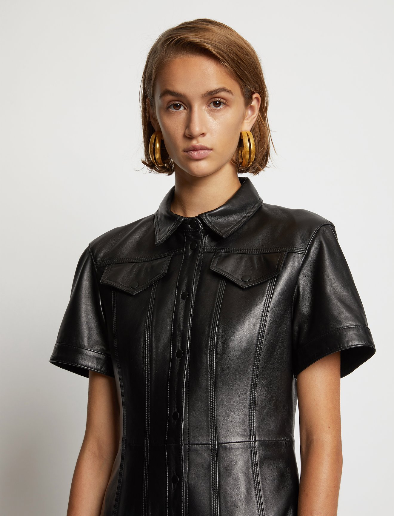 Leather Shirt Dress #3