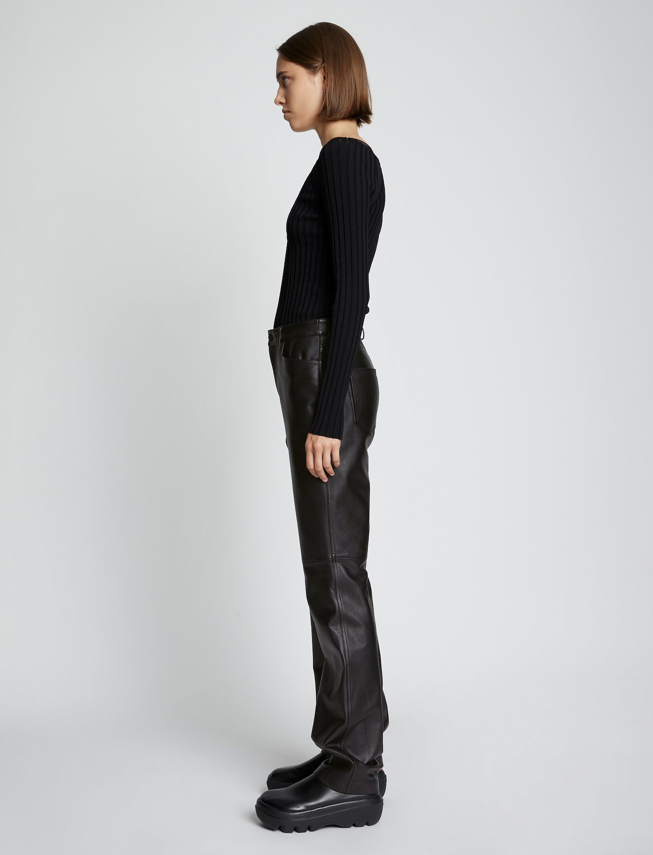 Leather Straight Pants #1