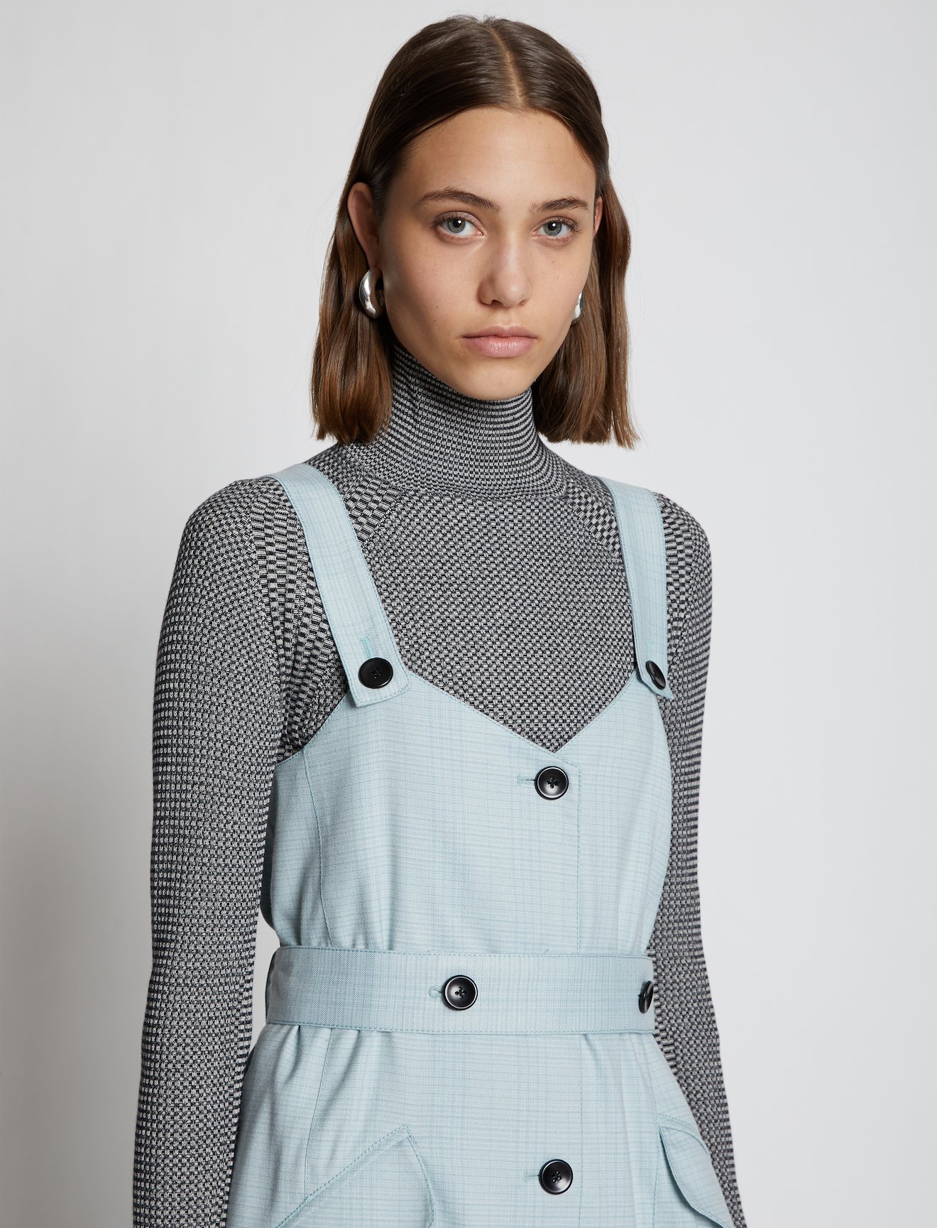 Lightweight Plaid Suiting Trench Dress #3