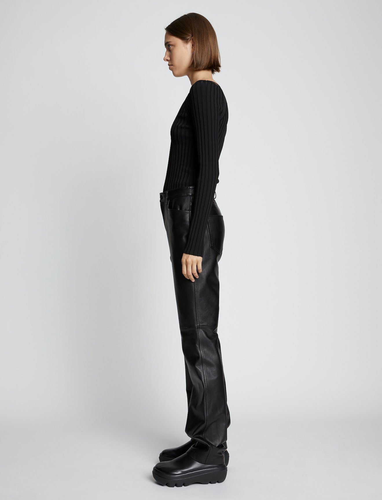 Lightweight Rib Knit V-Neck Top #2