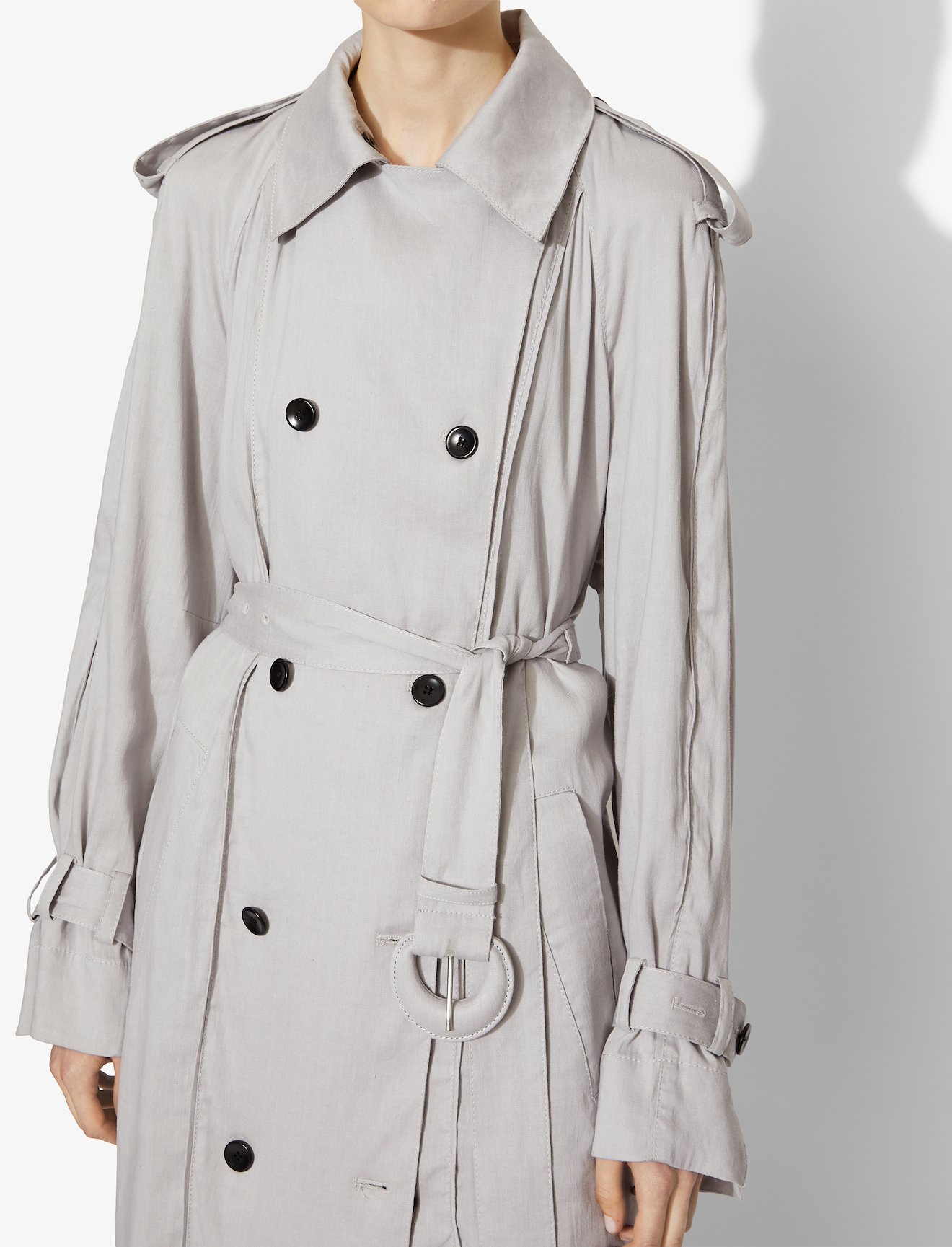 Linen Blend Belted Trench Coat #3