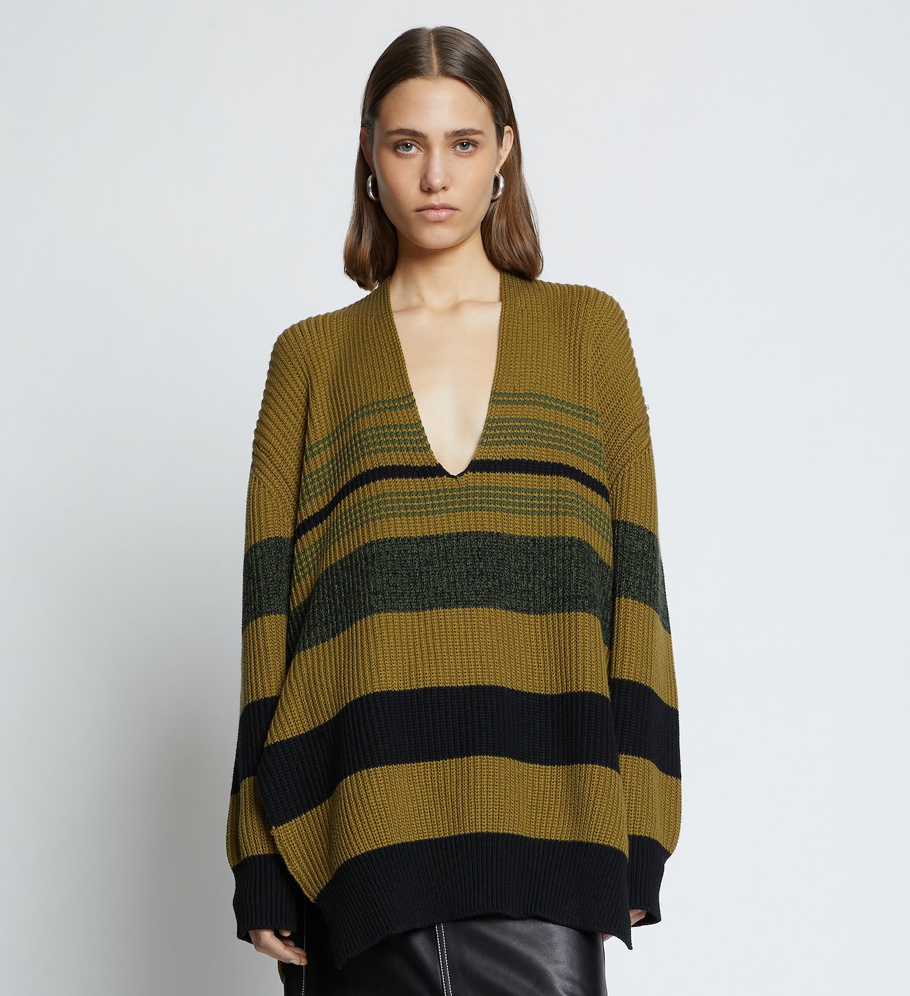 Lofty Stripe Oversized V-neck Sweater