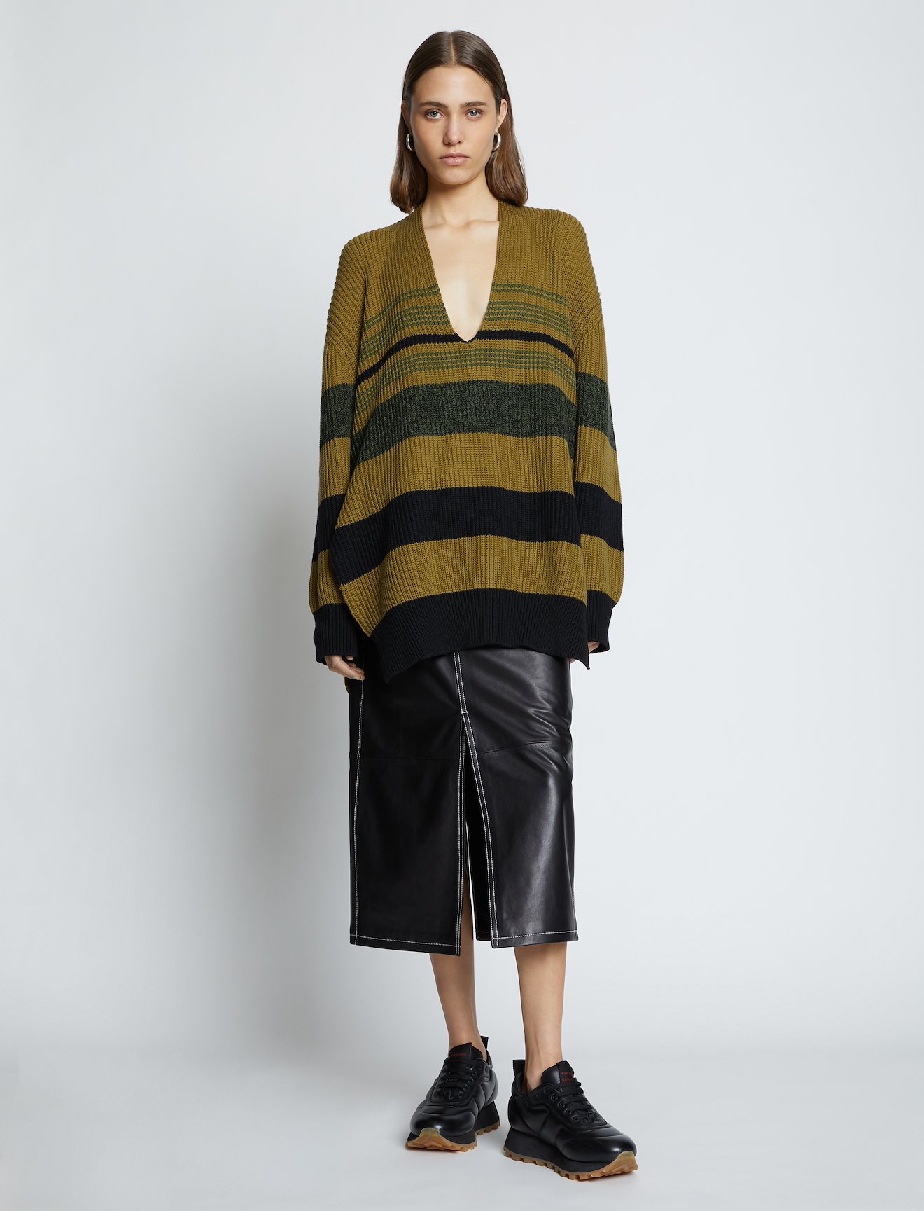 Lofty Stripe Oversized V-neck Sweater #1