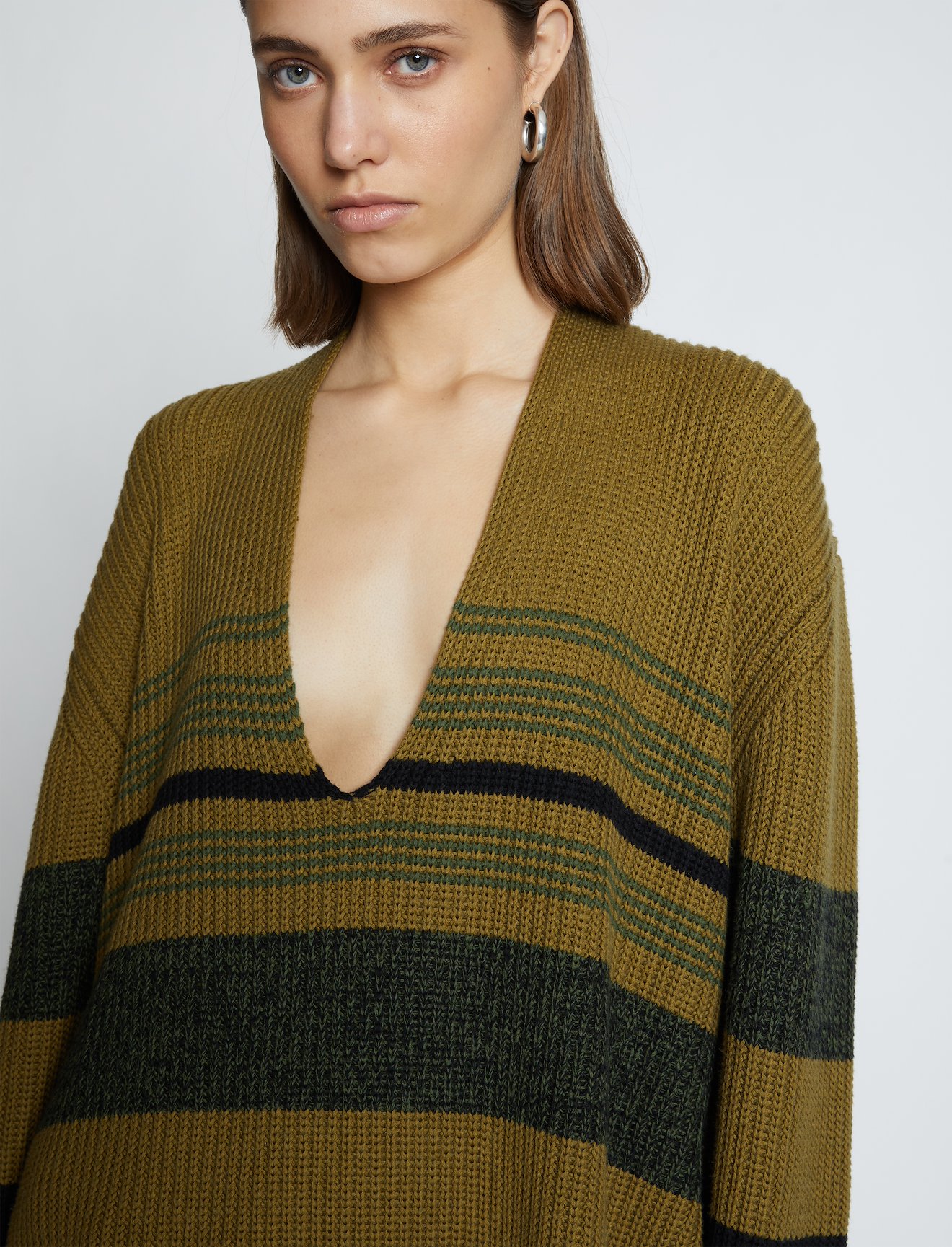 Lofty Stripe Oversized V-neck Sweater #4