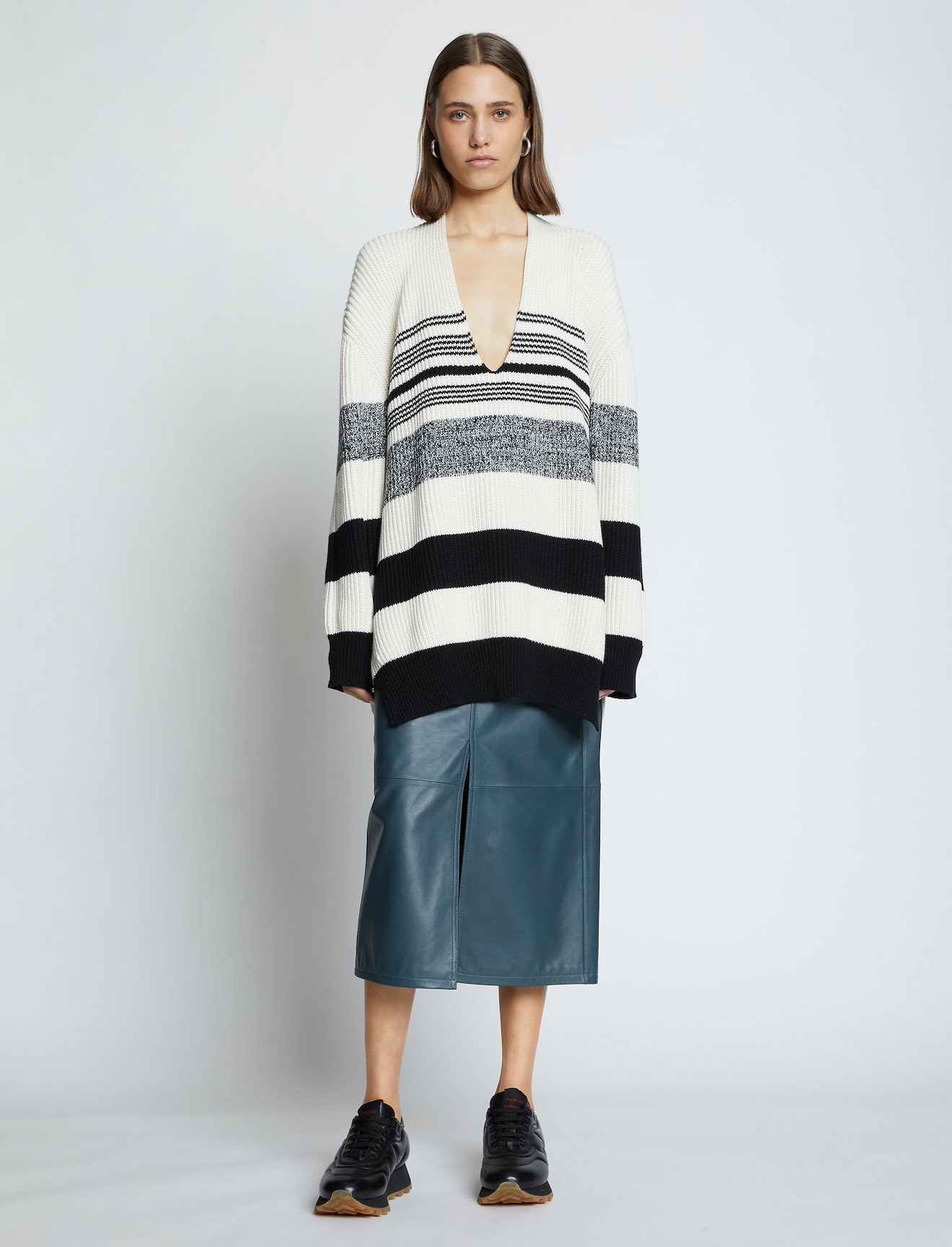 Lofty Stripe Oversized V-neck Sweater #1