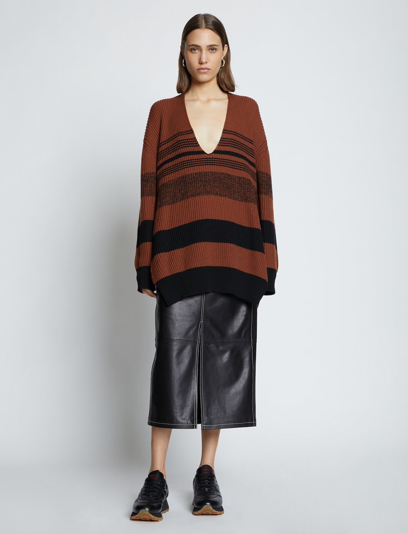 Lofty Stripe Oversized V-neck Sweater #1