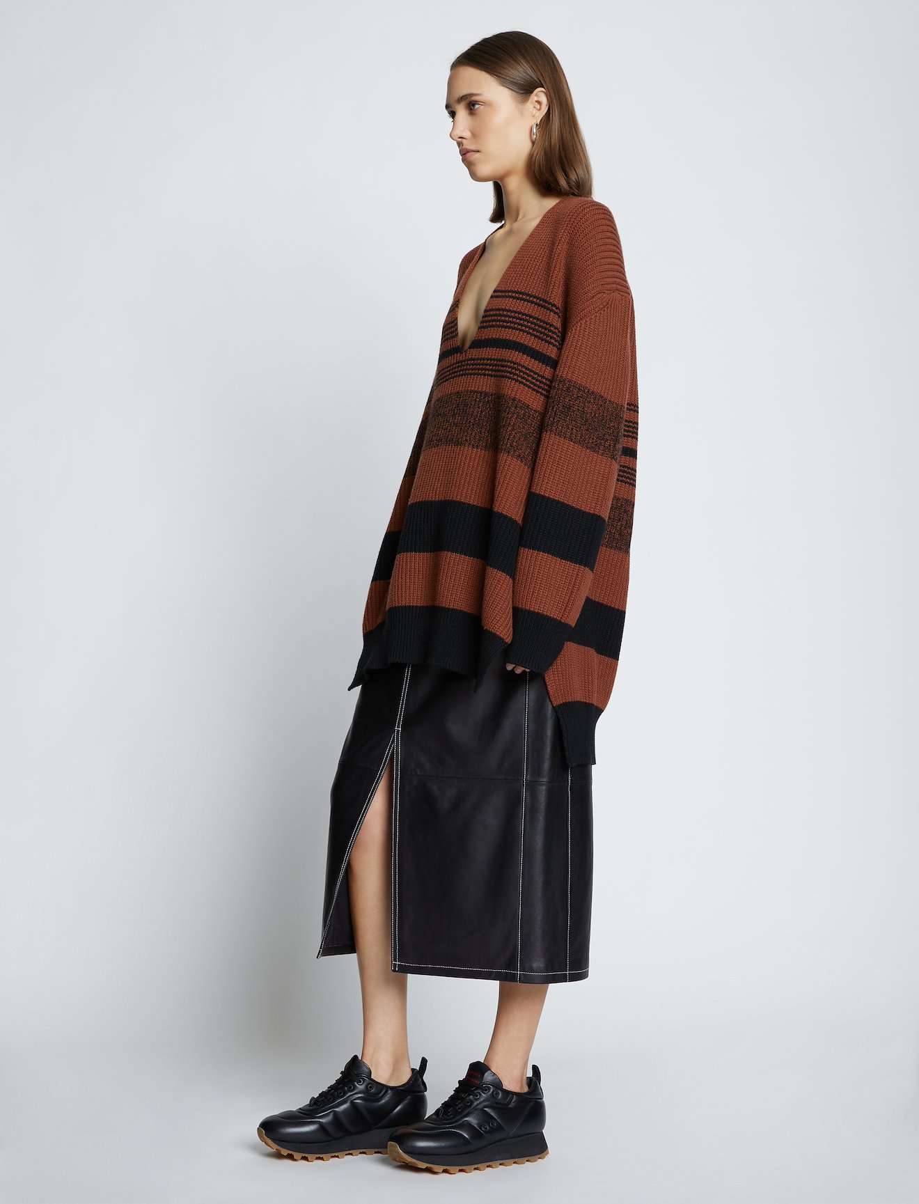 Lofty Stripe Oversized V-neck Sweater #2