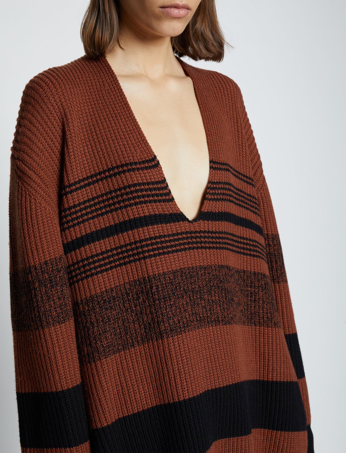 Lofty Stripe Oversized V-neck Sweater #4