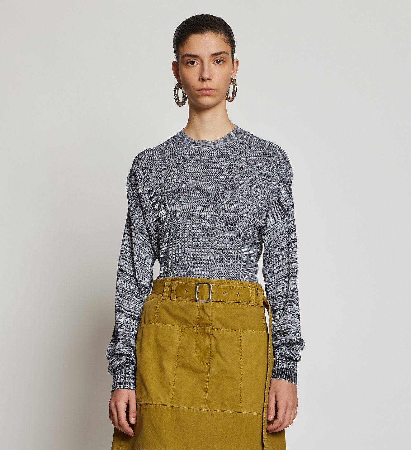 Marl Silk Sweater Cut Out Top