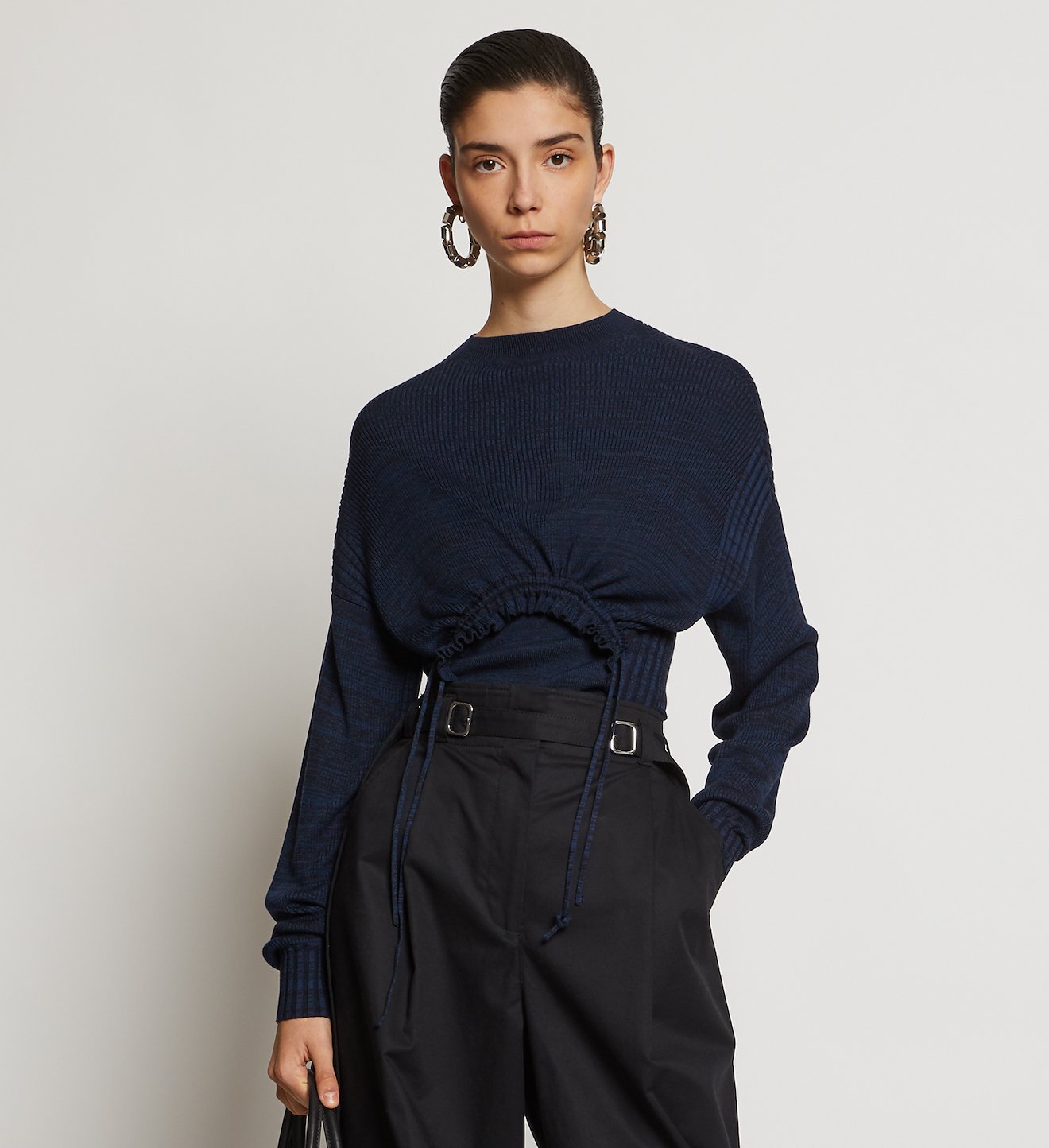 Marl Silk Sweater Cut Out Top