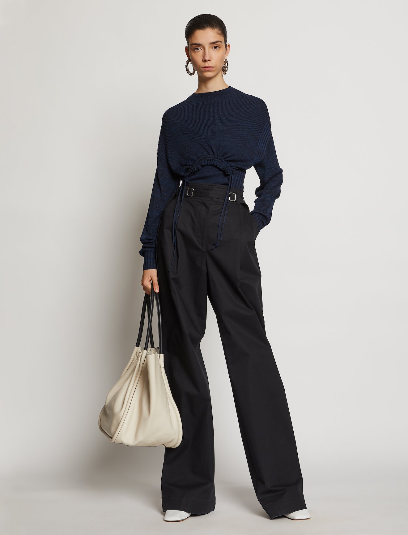 Marl Silk Sweater Cut Out Top #1